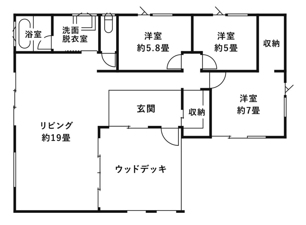 ウッドデッキエントランスの平家