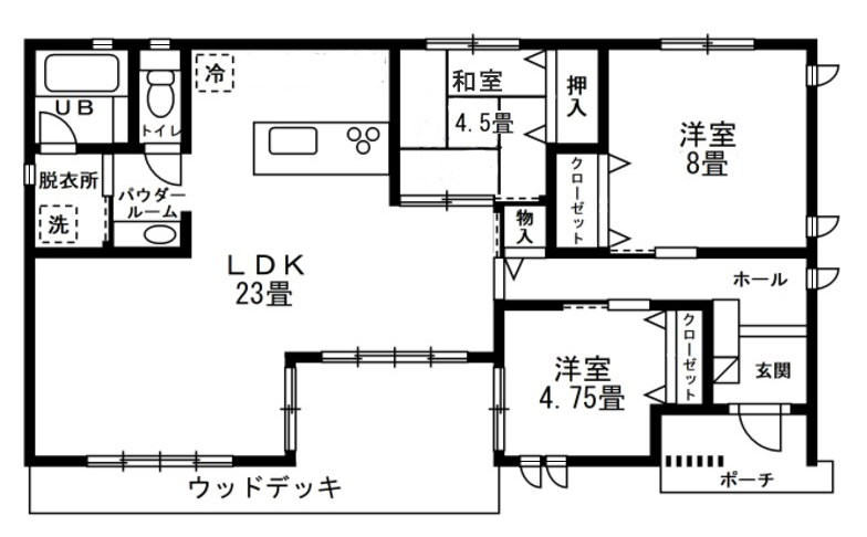 広いLDKの平家
