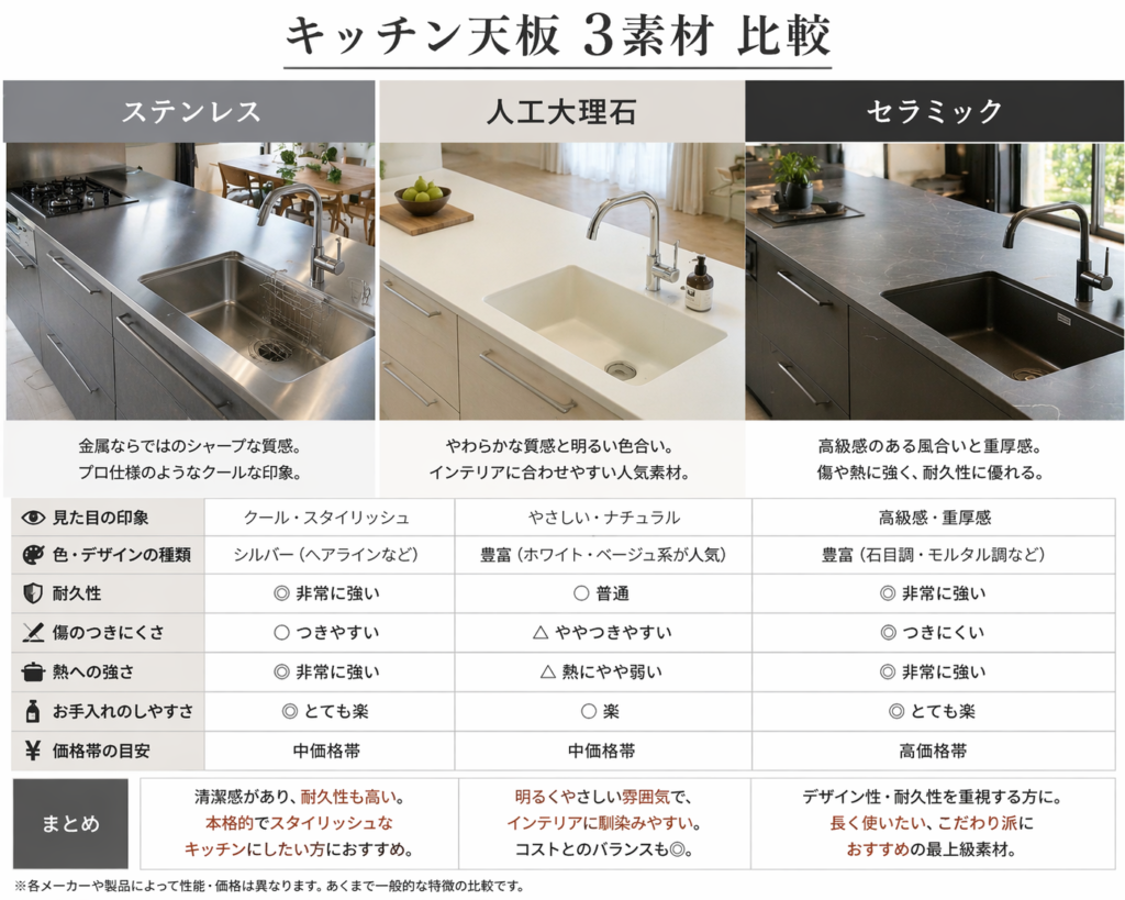 キッチン素材別比較