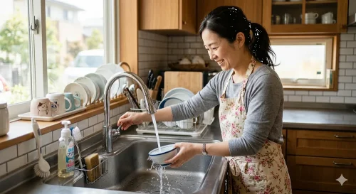 水を使う主婦